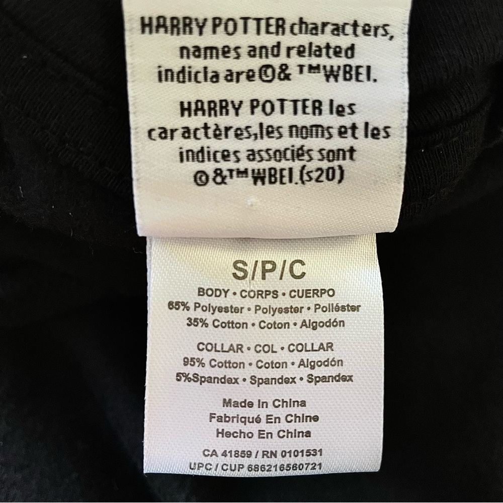 Harry Potter Hogwarts Black Hoodie with High Neck, Size Small - Picture 8 of 10